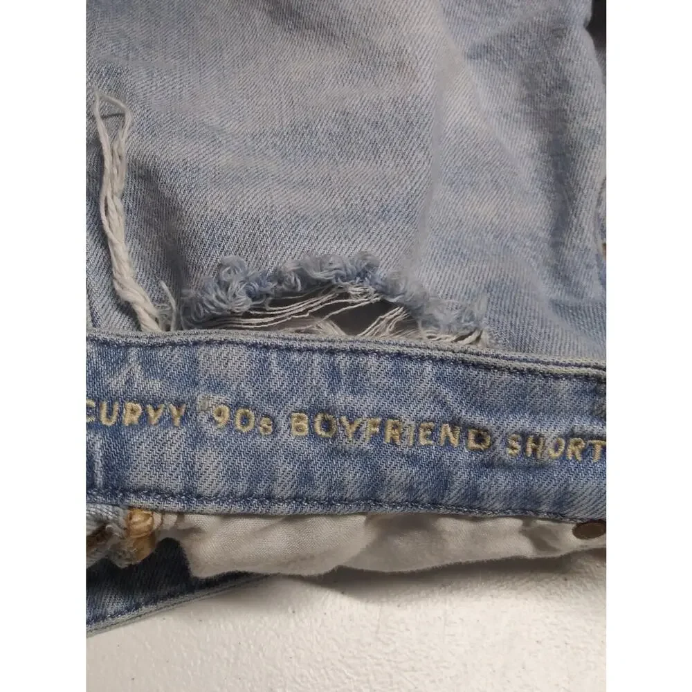 AE Denim Curvy Highest Waist '90s Boyfriend Distressed Shorts Size 10